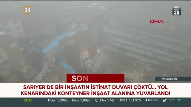 Sarıyer'de inşaatın istinat duvarı çöktü