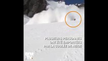 Cet homme skiait sur une piste à Crans-Montana dans les Alpes suisses quand une avalanche s’est déclenchée. Il a filmé la scène