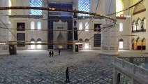 Çamlıca Camii’nde halılar yerleştirildi... Camideki son durum havadan görüntülendi