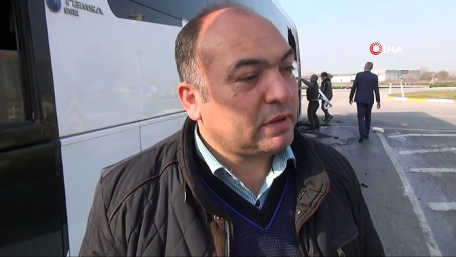 Yolcu otobüsü alev alev yandı, sürücü faciayı önledi