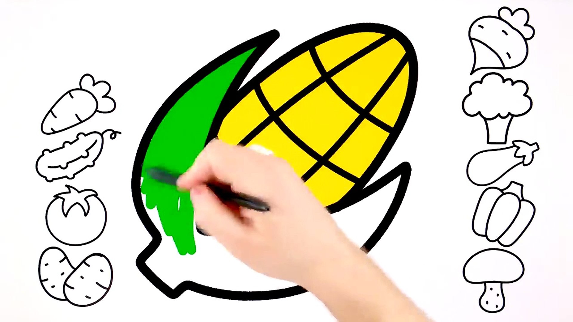 ⁣Coloring 10 vegetables _ Painting for toddlers and drawing for kids