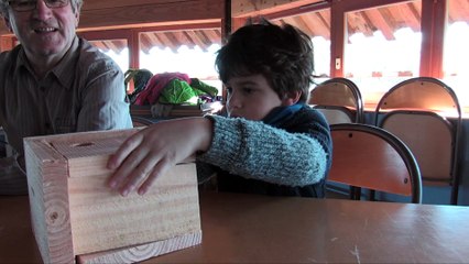 Les enfants à la construction de nichoirs