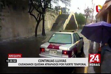 Intensa lluvia en Arequipa inunda viviendas y causa aniegos en calles