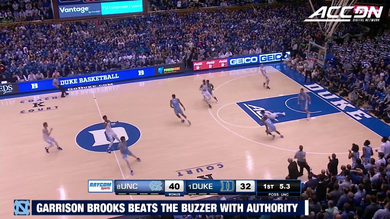 North Carolina's Garrison Brooks Beats The Buzzer With Slam Dunk