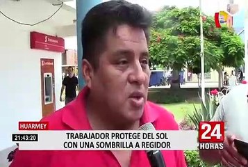 Huarmey: regidor podría ser vacado tras utilizar a trabajador para que le sostenga una sombrilla