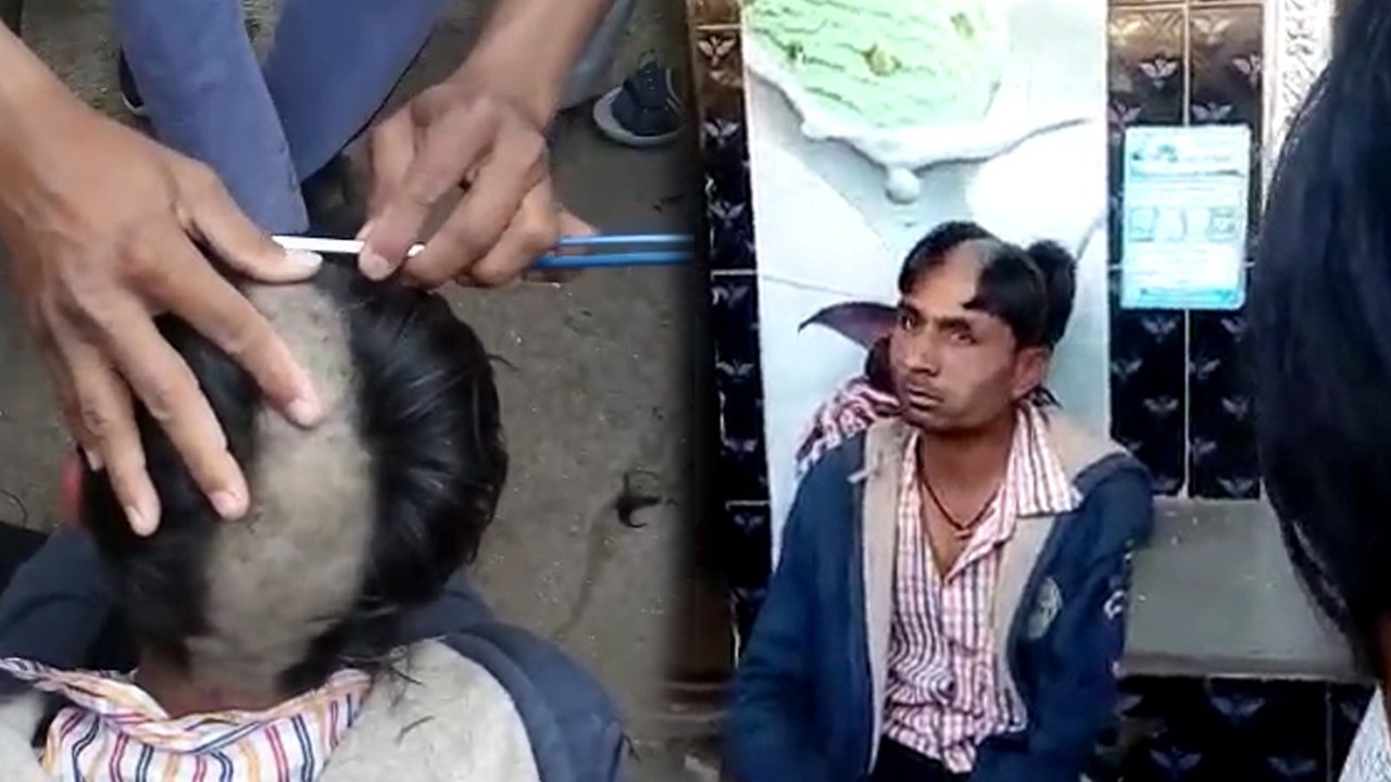 युवकी को फोन कर करता रहता था परेशान, हत्थे चढ़ा तो गांव वालों ने मुंडवाया सर, वीडियो हुआ वायरल