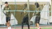 لقطة: كرة قدم: لاكازيت أوباميانغ وغندوزي يرقصون خلال تدريبات آرسنال