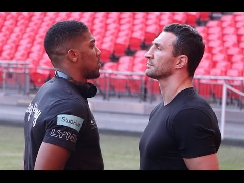 ANTHONY JOSHUA v WLADIMIR KLITSCHKO FACE OFF @ WEMBLEY! (PITCH-SIDE) / JOSHUA v KLITSCHKO