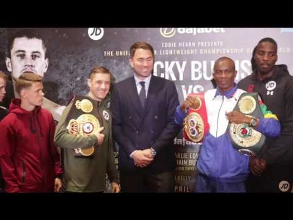 'STILL UNDEFEATED!' - 'ALRIGHT BE QUIET' -PHOTO CALL EDDIE HEARN, RICKY BURNS, INDONGO, UNDERCARD