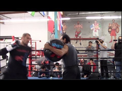 SERGEY KOVALEV DISPLAYS POWER IN BOTH HANDS! - SMASHES MITTS WITH TRAINER JOHN DAVID JACKSON