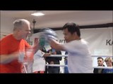 MANNY PACQUIAO PAD WORK - DOES MANNY PACQUIAO STILL SHOW SIGNS OF THAT MACHINE GUN HAND SPEED?!