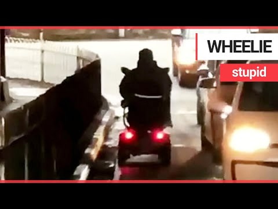 Shocking footage shows mobility scooter user driving into oncoming traffic | SWNS TV