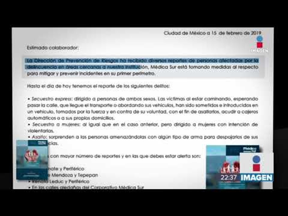 Advertencia para quienes pasan por el Hospital Médica Sur | Noticias con Ciro