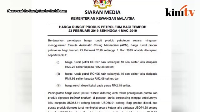 Petrol naik 10sen, diesel kekal