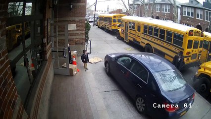 Video shows driver apparently use sidewalk to pass school bus