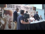 DAVID HAYE (WITH TEAM HAYEMAKER) & TYSON FURY (WITH TEAM FURY) ARRIVE AT LONDON PRESS CONFERENCE
