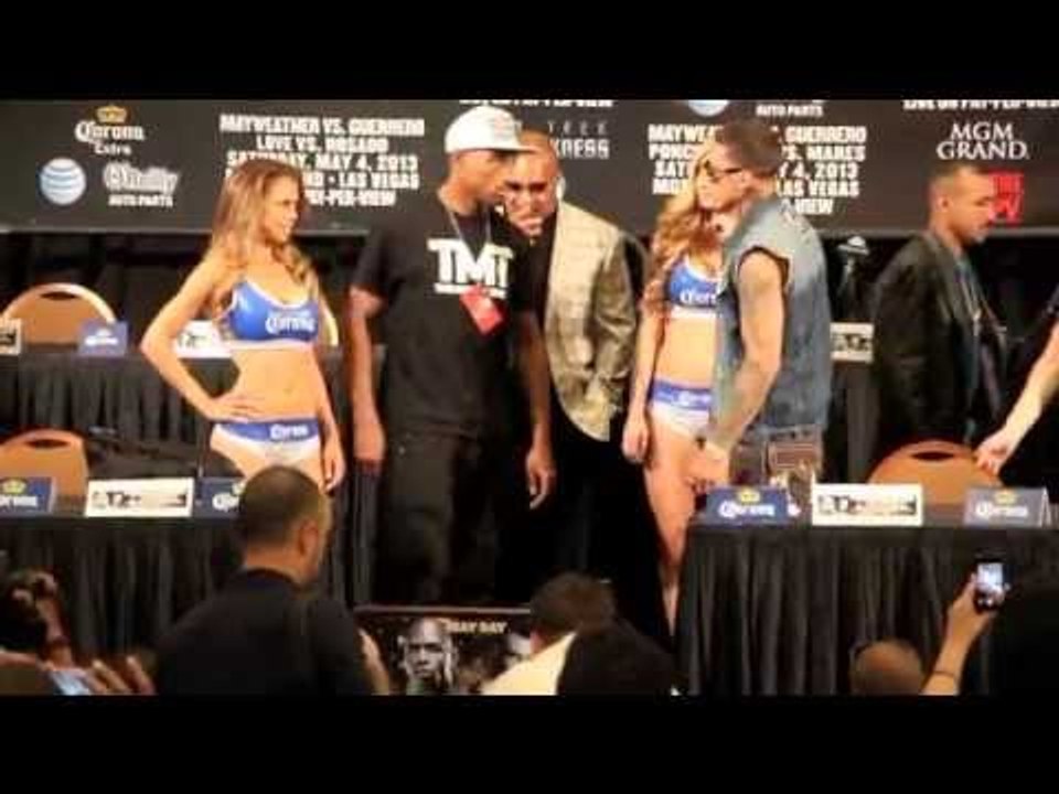J'LEON LOVE V GABRIEL ROSADO FACE OFF @ PRESS CONFERENCE / MAYDAY / MAYWEATHER v GUERRERO