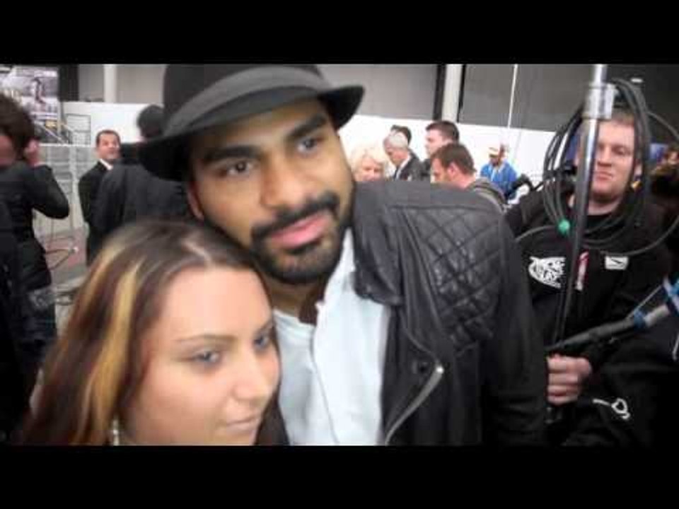 DAVID HAYE IS MOBBED BY THE FANS AT THE FROCH v KESSLER WEIGH-IN (O2 ARENA) / iFILM LONDON