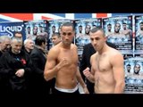 JAMES DeGALE v GEVORG KHATCHIKIAN OFFICIAL HEAD 2 HEAD FACE OFF FOOTAGE TODAY IN BRISTOL