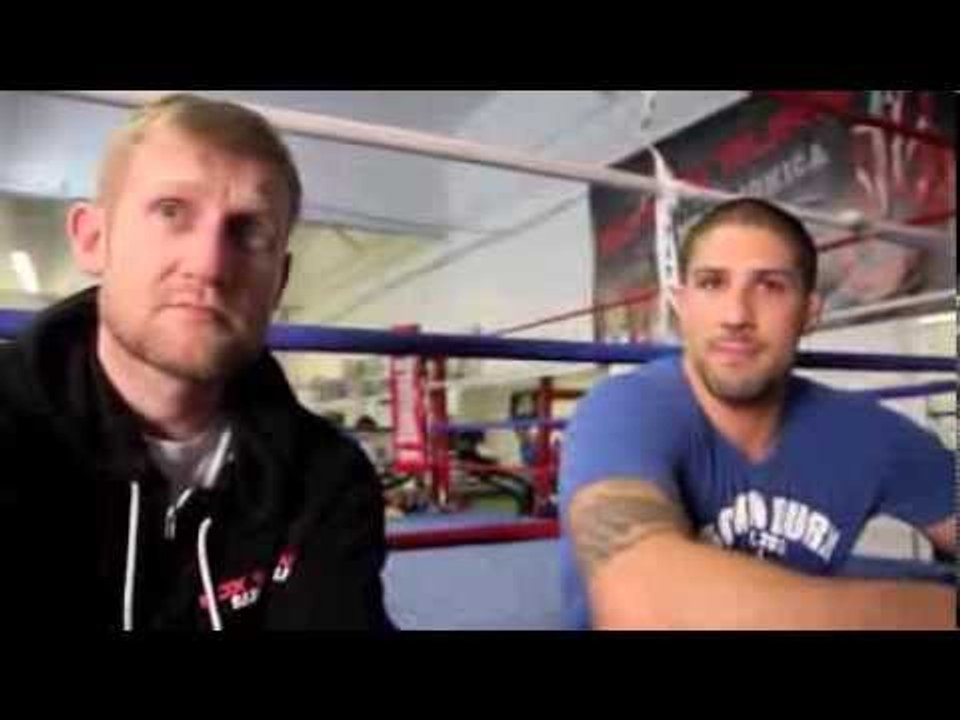 UFC HEAVYWEIGHT BRENDAN SCHAUB (WITH TONY JEFFRIES) TALK TO KUGAN CASSIUS @ BOX 'N BURN (L.A)