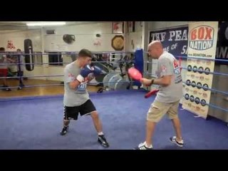 LEWIS PETTITT PERFORMS WORKOUT AT PEACOCK GYM AHEAD OF 'THE POWER OF LONDON' SHOW.