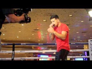 CARLOS MOLINA SHADOW BOXING IN FRONT OF FANS @ MGM GRAND / BRONER v MOLINA