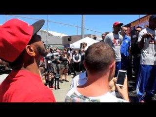ANTHONY DIRRELL CONFRONTS WBC CHAMP SAKIO BIKA DURING HIS LIVE SHOWTIME INTERVIEW