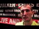 DERRY MATHEWS TALKS TO KUGAN CASSIUS AT WEIGH IN AHEAD OF BRITISH TITLE FIGHT WITH MARTIN GETHIN
