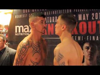 TRAVIS DICKINSON v MATTY CLARKSON OFFICIAL WEIGH IN - MAXI NUTRITION SEMI FINAL 2