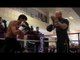 JAMIE McDONNELL PERFORMS PAD WORKOUT IN NOTTINGHAM AHEAD OF WBA TITLE FIGHT ON MAY 31 (2014)