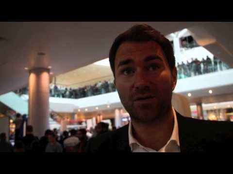 EDDIE HEARN TALKS REFEREE CHARLIE FITCH, GEORGE GROVES & PRE-WEIGH IN ACTIVITIES / FROCH v GROVES 2
