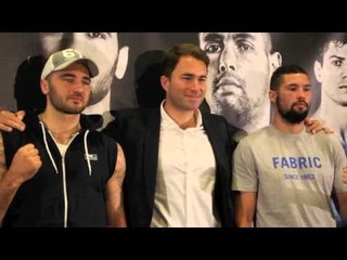 TONY BELLEW & NATHAN CLEVERLY IN RELUCTANT SIDE-BY-SIDE PHOTO CALL (FOOTAGE)