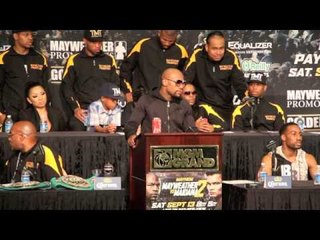 FLOYD MAYWEATHER FIRES SHOTS TOWARDS AMIR KHAN WHEN ASKED ON A POTENTIAL FIGHT AT PRESSER