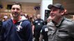 NATHAN CLEVERLY & JOE CALZAGHE ARRIVE AT PUBLIC WORKOUT IN CARDIFF / CLEVERLY v BELLEW 2