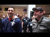 NATHAN CLEVERLY & JOE CALZAGHE ARRIVE AT PUBLIC WORKOUT IN CARDIFF / CLEVERLY v BELLEW 2