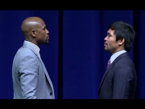 FLOYD MAYWEATHER v MANNY PACQUIAO - FIRST EVER FACE OFF! @ L.A PRESS CONFERENCE