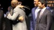 JUSTIN BIEBER HUGS FLOYD MAYWEATHER @ PRESS CONFERENCE WITH MANNY PACQUIAO / MAYWEATHER v PACQUIAO