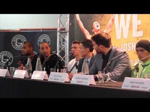 WE ARE LEEDS PRESS CONFERENCE WITH JOSH WARRINGTON v DENNIS TUBIERON WITH EDDIE HEARN TYRONE NURSE,