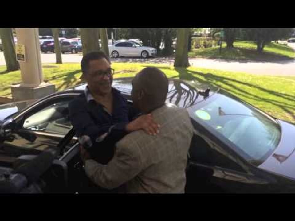 BRITISH BOXING LEGENDS NIGEL BENN & MICHAEL WATSON COME TOGETHER FOR AN EMOTIONAL REUNION (FOOTAGE)