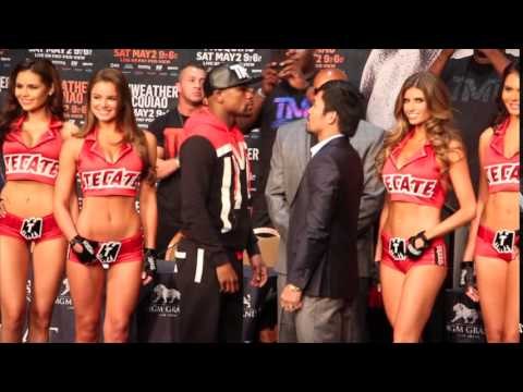 FLOYD MAYWEATHER v MANNY PACQUIAO - INTENSE HEAD TO HEAD & FACE OFF @ FINAL PRESS CONFERENCE / MAY 2