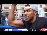 ANTHONY JOSHUA & PAULIE MALIGNAGGI MEET FOR FIRST TIME & TALK BOXING IN COVENT GARDEN.