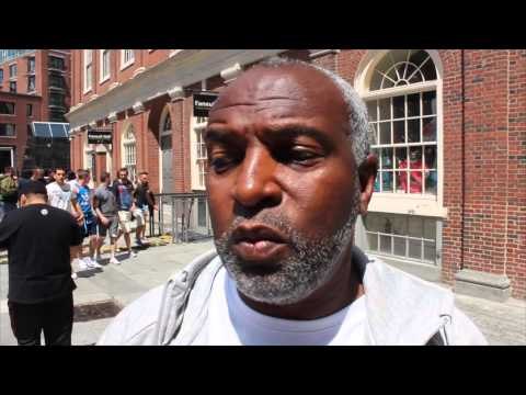 AMBROSE MENDY REACTS TO JAMES DeGALE v ANDRE DIRRELL OFFICIAL WEIGH IN / BOSTON