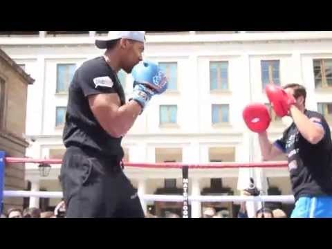 ANTHONY JOSHUA & TONY SIMS OPEN PAD WORKOUT @ COVENT GARDEN / JOSHUA v JOHNSON / RULE BRITANNIA