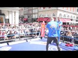 KEVIN MITCHELL SHADOW BOXING @ COVENT GARDEN AHEAD OF WORLD TITLE CLASH WITH JORGE LINARES.