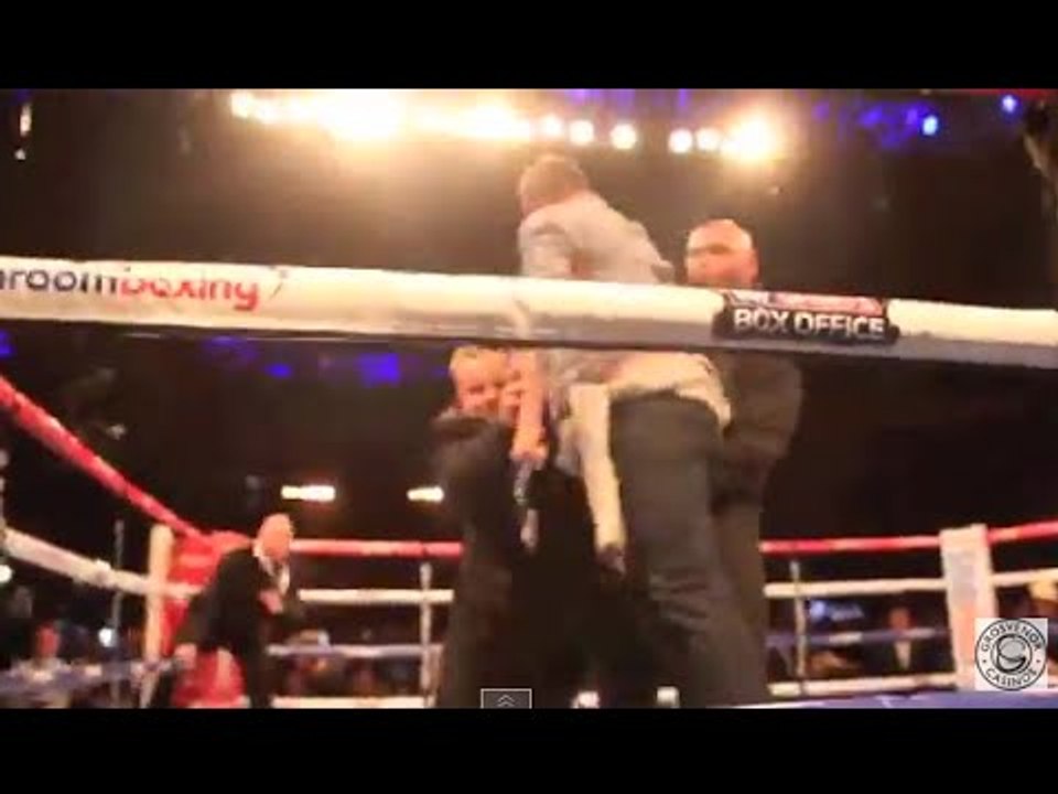 RANDOM DRUNK MAN ENTERS THE RING & IS THROWN OUT BY SECURITY DURING LUKE CAMPBELL'S INTERVIEW
