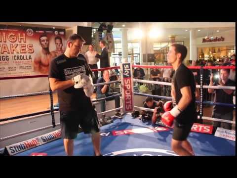 ANTHONY CROLLA GETTING HIS GLOVES LACED & WARMING UP WITH JOE GALLAGHER / HIGH STAKES