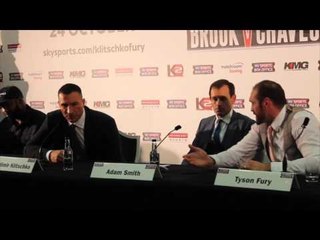 TYSON FURY & WLADIMIR KLITSCHKO HEATED EXCHANGE @ LONDON PRESS CONFERENCE - KLITSCHKO v FURY