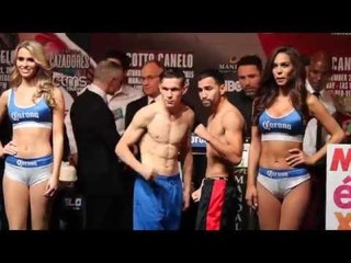 RONNY RIOS v JAYSON  VELLEZ OFFICIAL WEIGH IN & HEAD TO HEAD / COTTO v CANELO