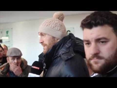 TYSON FURY WITH TEAM FURY / WLADIMIR KLITSCHKO WITH TEAM KLITSCHKO ARRIVE @ WEIGH IN