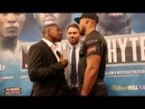 ANTHONY JOSHUA & DILLIAN WHYTE CONTINUE HEATED VERBALS IN HEAD TO HEAD @ FINAL PRESS CONFERENCE